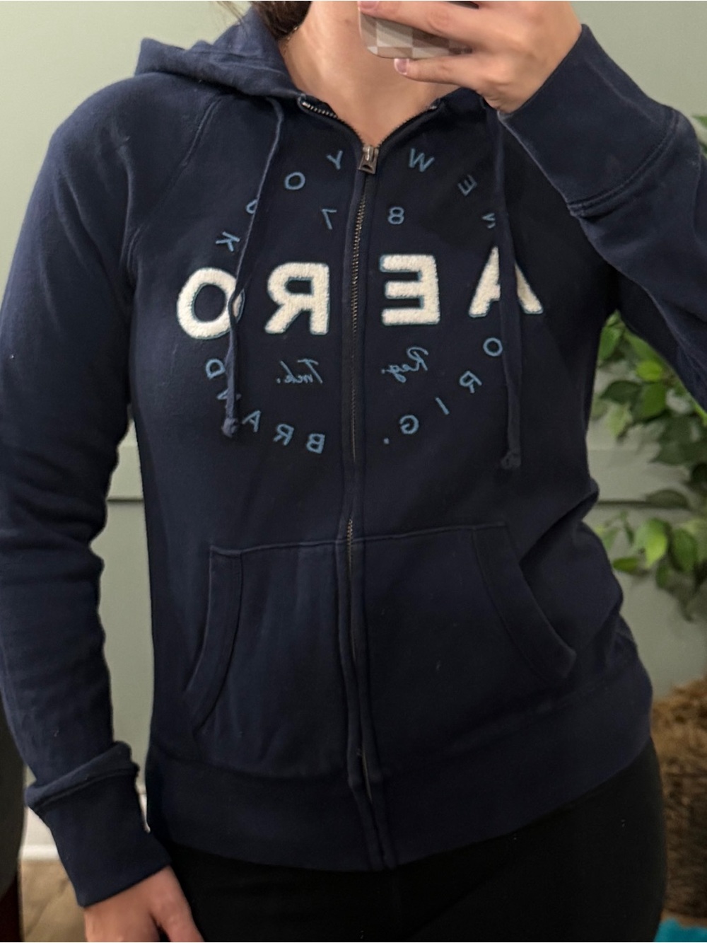 Y2K Aeropostale navy blue zip up hoodie - Small
